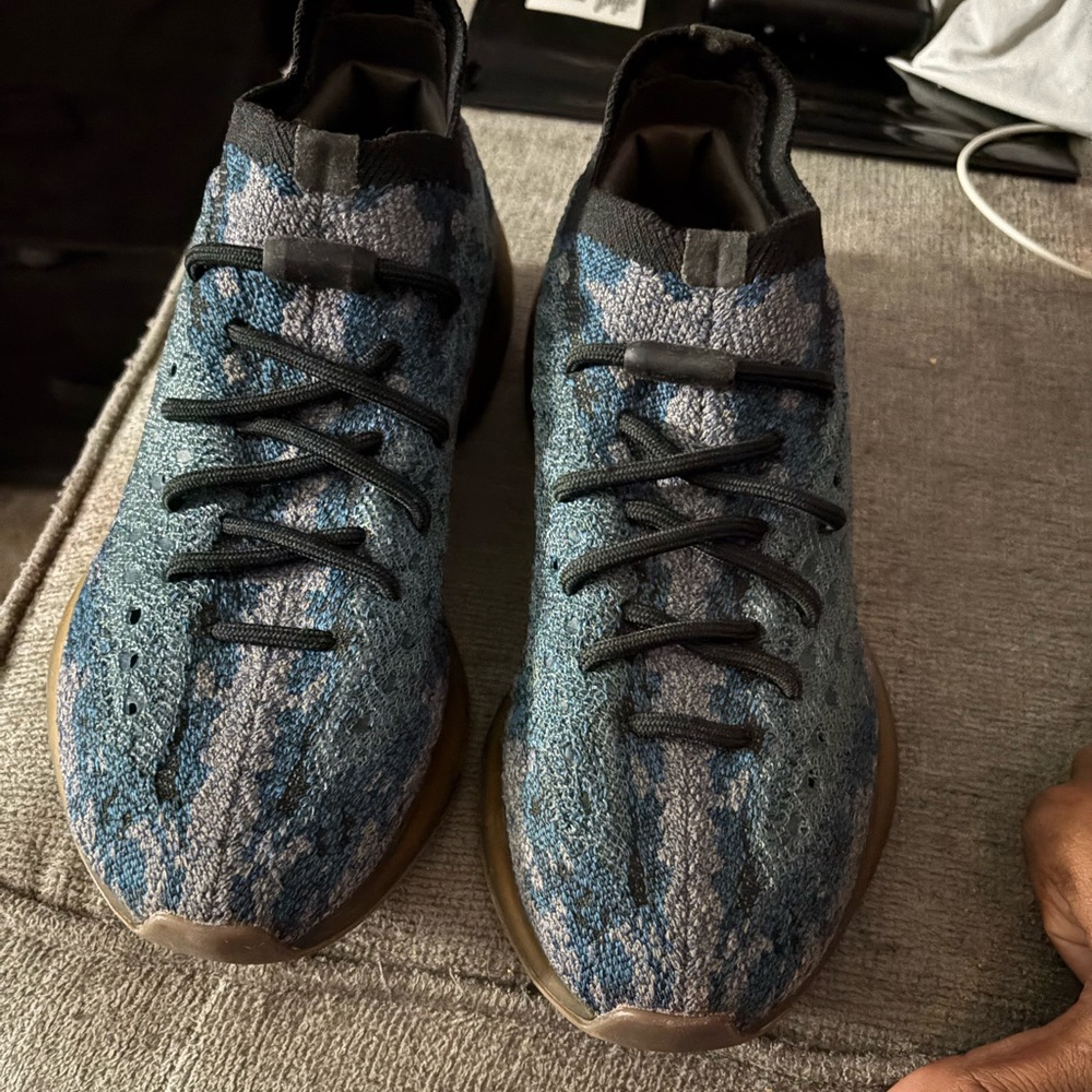 Yeezy Blue and Gray Knit Sneakers